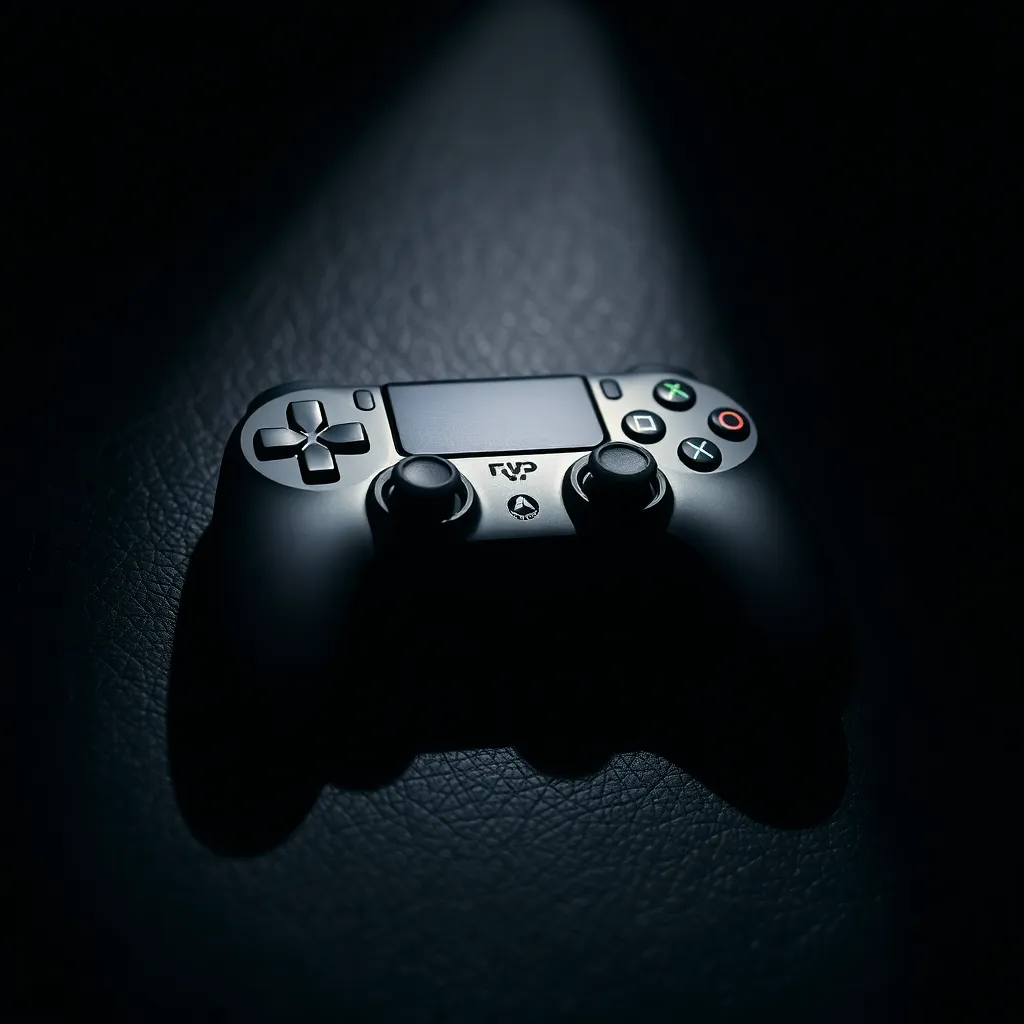 Close-up of Gaming Controller on Leather Surface