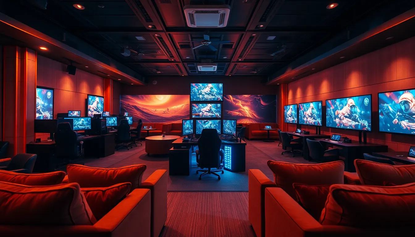 Inviting Gaming Lounge with High-Tech Stations