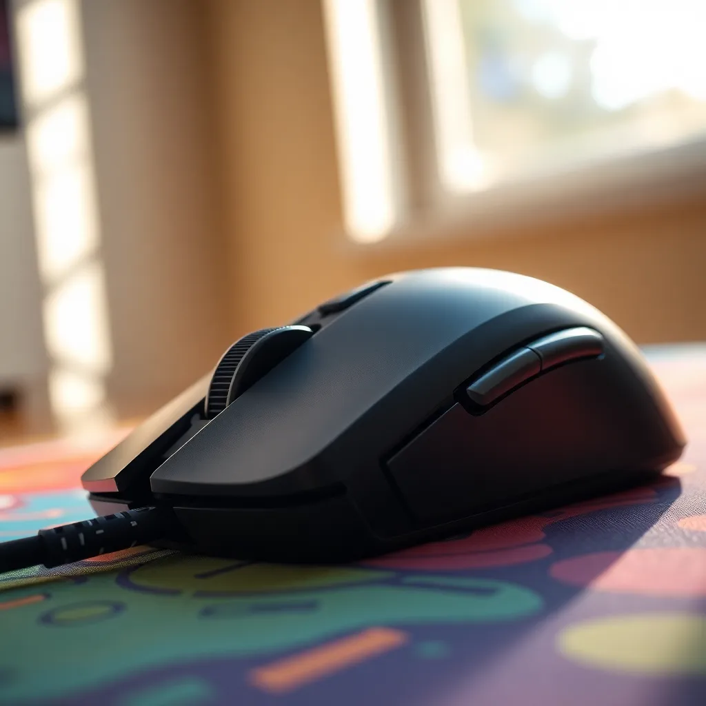 Close-Up of an Ergonomic Gaming Mouse