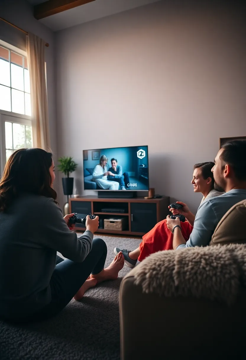 Friends Enjoying Console Gaming