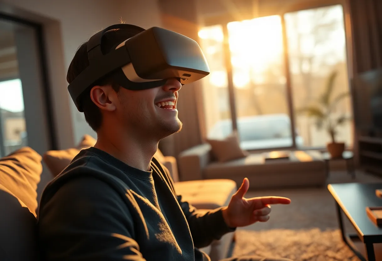 VR Gaming in a Cozy Living Room