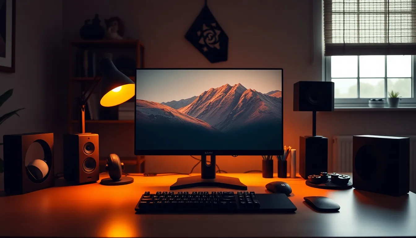 Cozy Gaming Desk with Peripherals