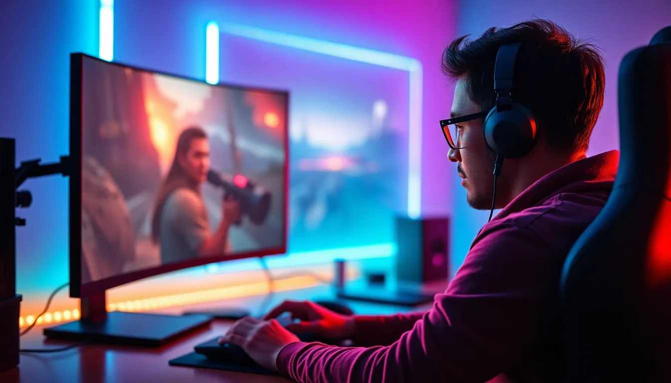 Intense Gamer in RGB Backlit Setup