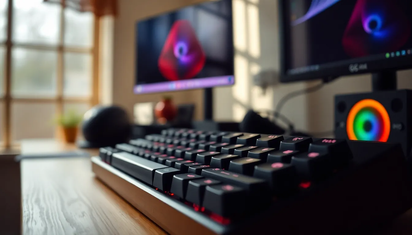 Detailed Gaming Setup with Mechanical Keyboard