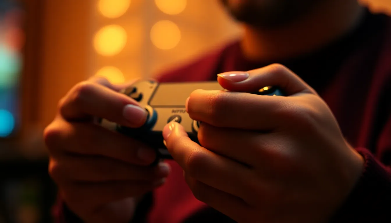 Gamer's Hands on Controller Close-Up