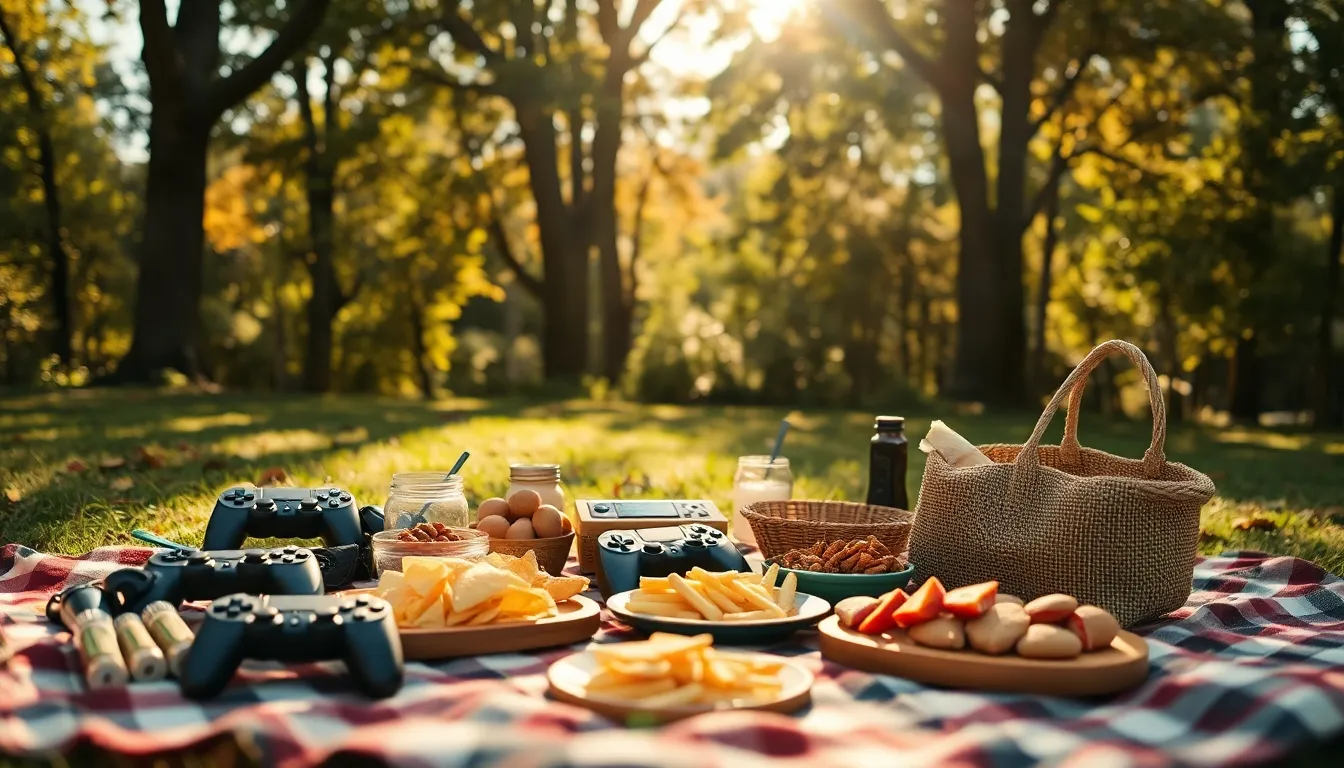 Outdoor Gaming-Themed Picnic Setup