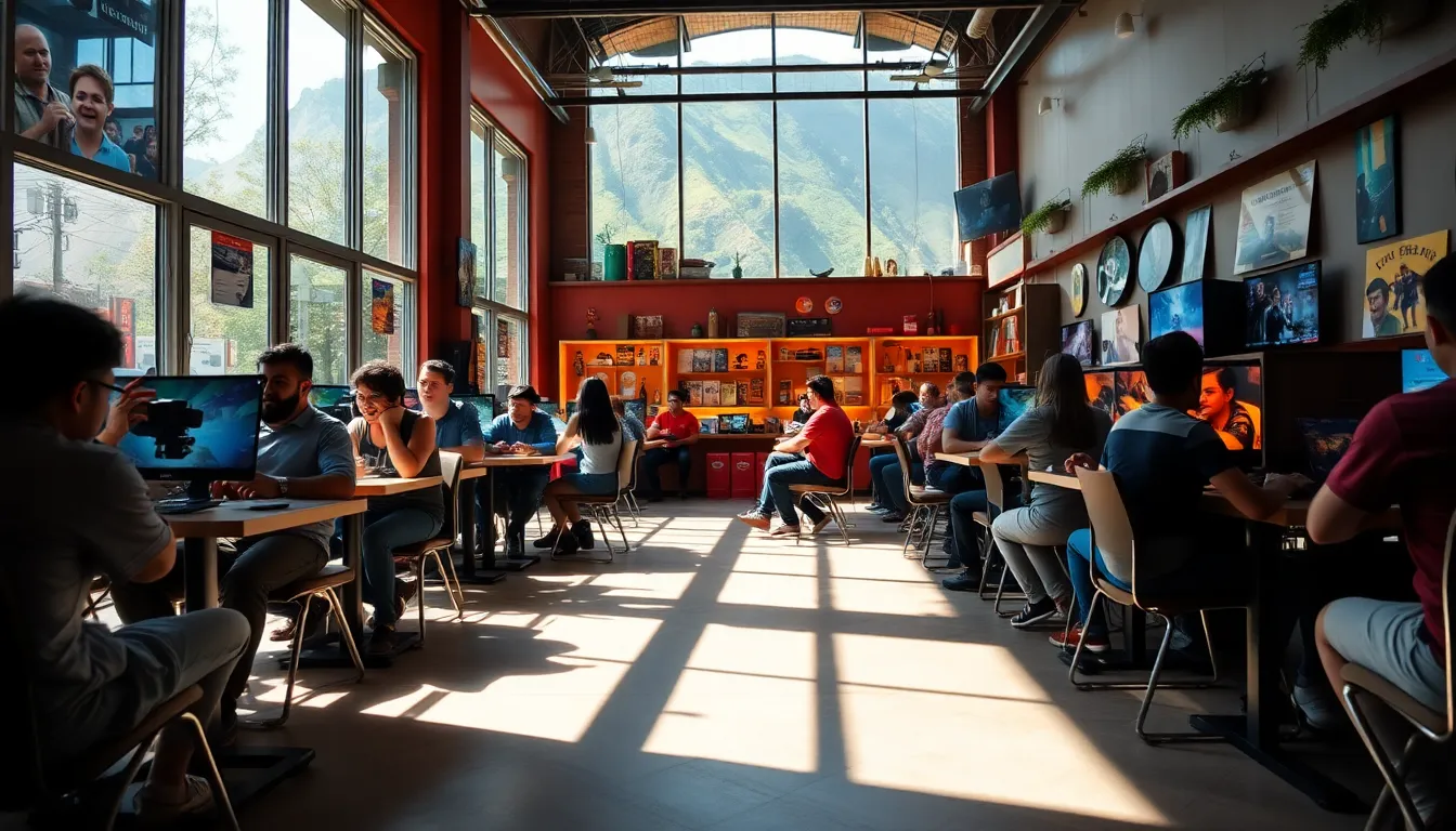 Vibrant Gaming Cafe Atmosphere