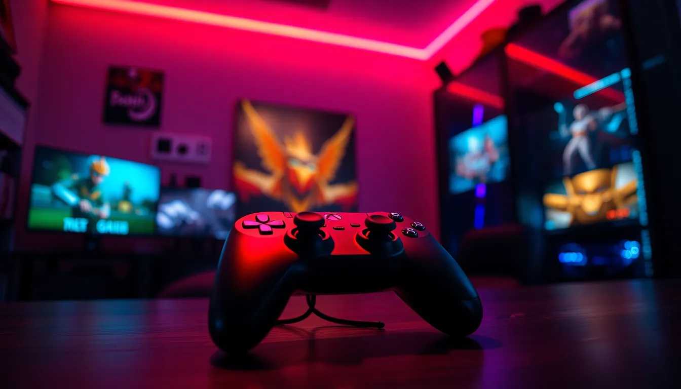 Vibrant Gaming Room with Controller