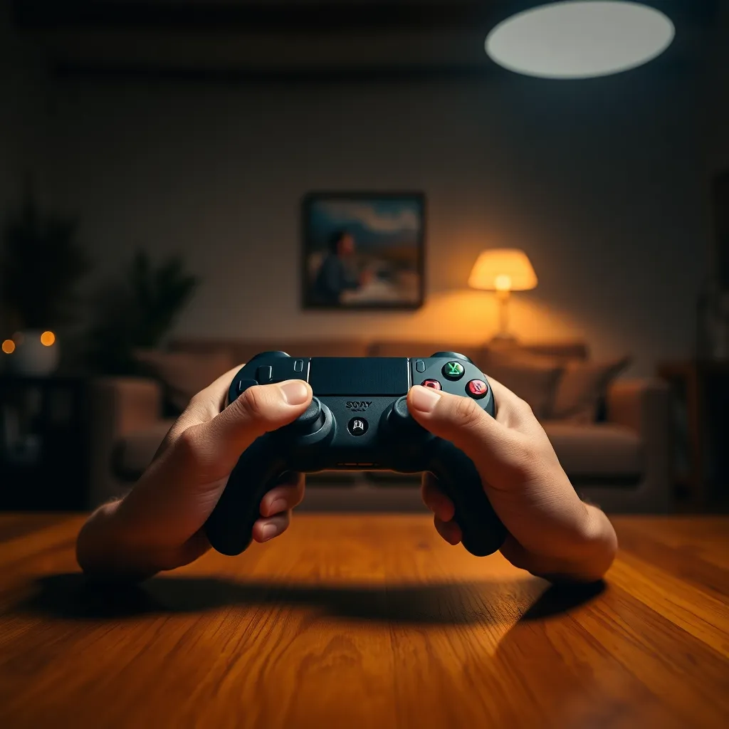 Close-Up of Hands Holding a Colorful Gaming Controller