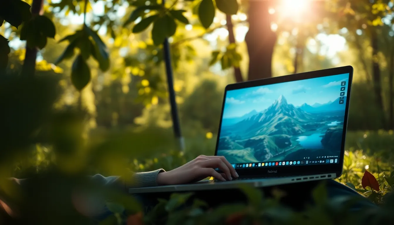 Gamer Connecting with Nature Outside