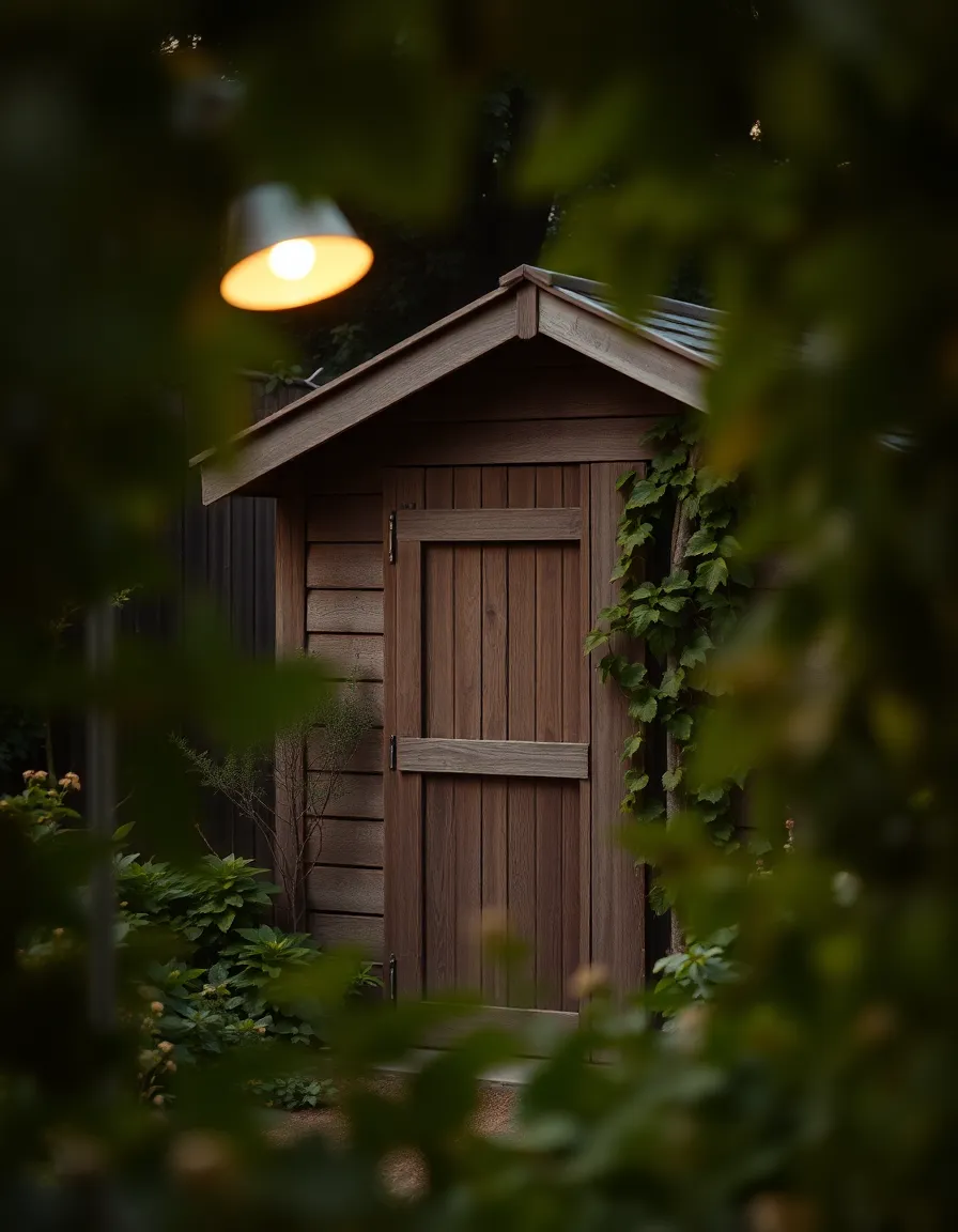 Charming Garden Shed Framed by Greenery