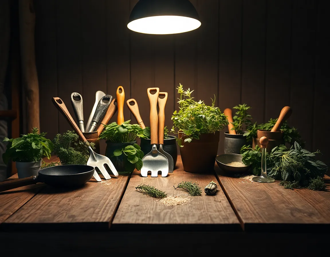 Close-Up of Fresh Herb Plant on Kitchen Table
