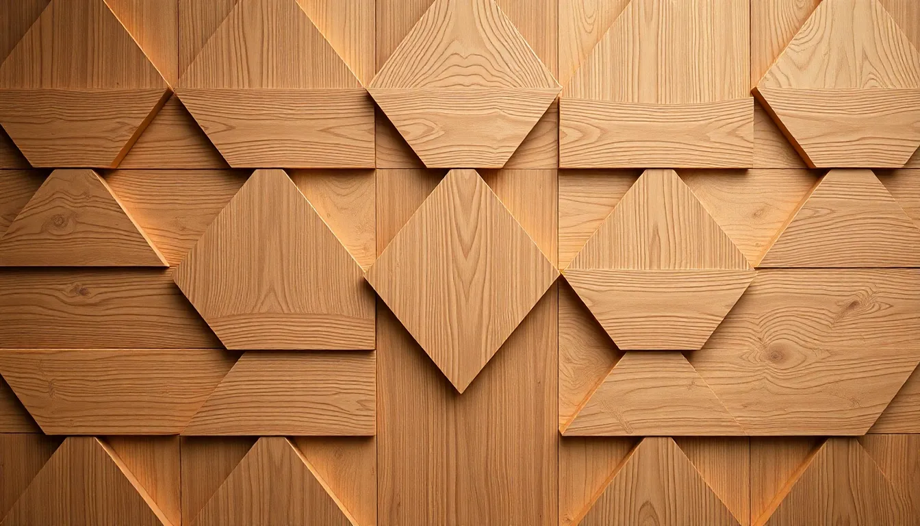 Geometric Wood Panel Wall Feature