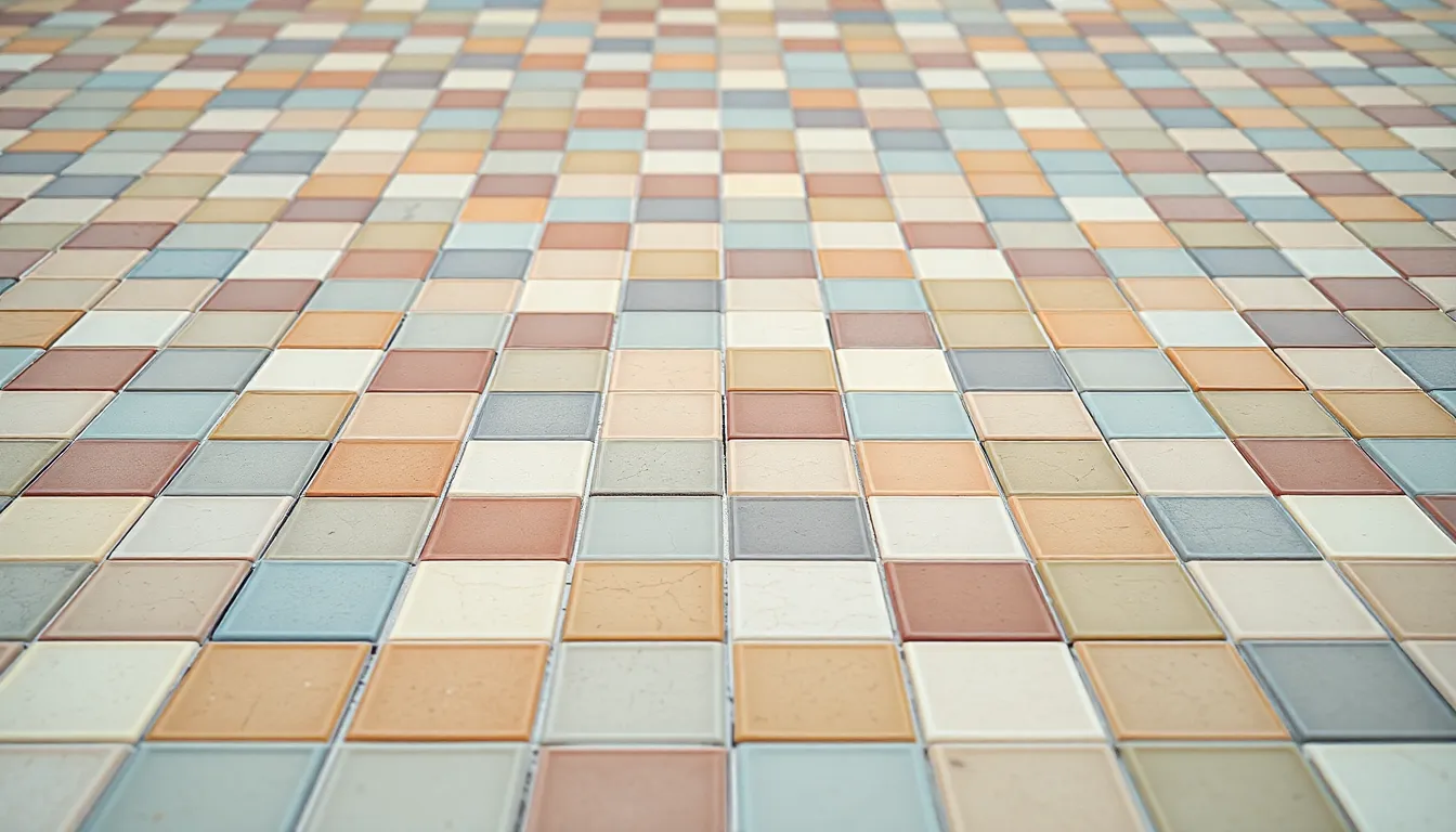 This captivating aerial view captures the geometric patterns of a multi-colored agricultural field. The rich greens, vibrant yellows, and earthy browns create an eye-catching mosaic under the bright sunlight, which casts defined shadows that enhance the contours. Leading lines formed by crop rows guide the viewer's gaze through the expansive landscape, evoking a sense of order and beauty in nature. This image is perfect for showcasing agricultural practices or landscape photography.