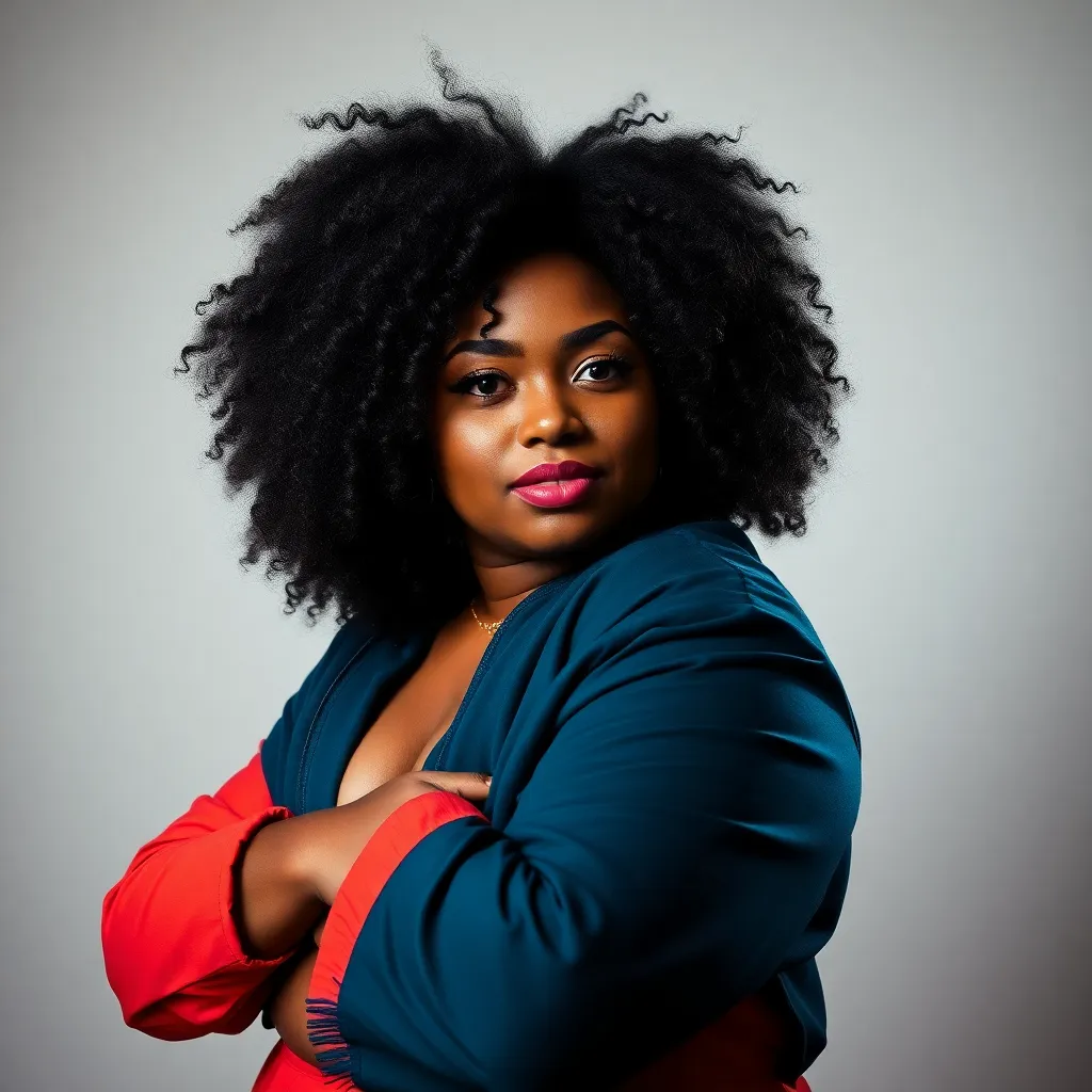 Confident Plus-Size Model in Vibrant Attire