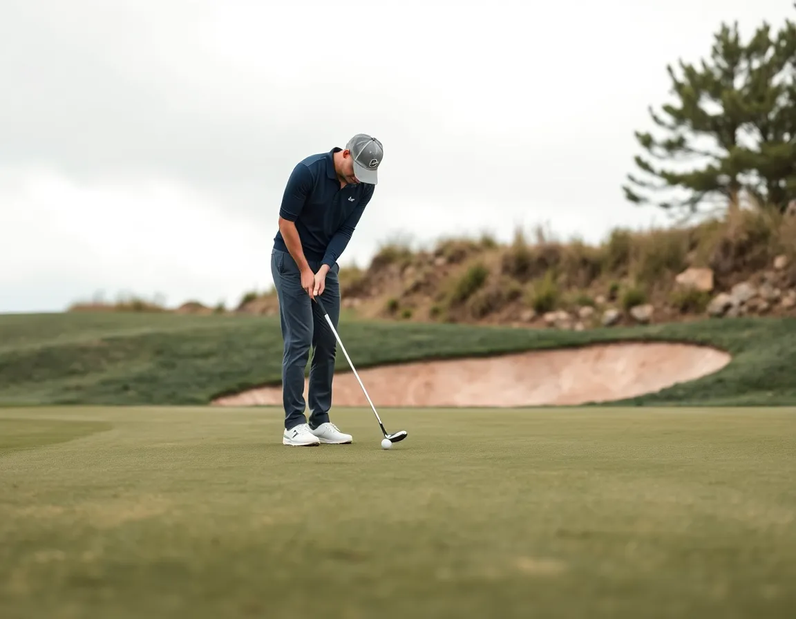 Golfer Putting on a Cloudy Day