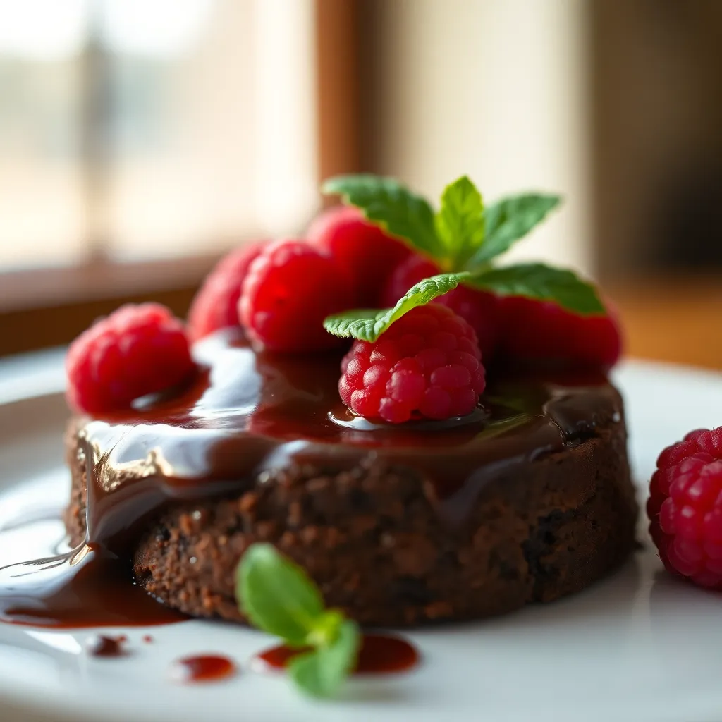Molten Chocolate Lava Cake with Raspberries