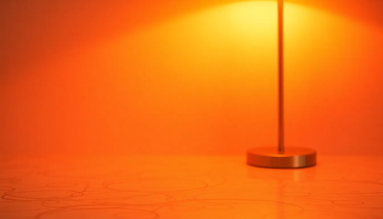 This graceful image showcases an elegant gradient transitioning from soft peach to deep coral. Illuminated by a warm tungsten lamp, the colors exude warmth and inviting ambiance. The textured marble background enhances the luxurious feel, while the creamy highlights add dimension. The composition draws the eye through the color flow, creating a harmonious visual experience.