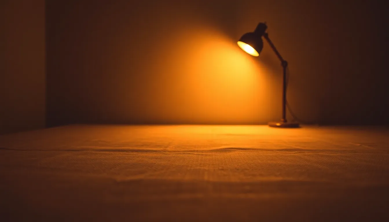 An evocative abstract artwork features a gradient seamlessly transitioning across muted earth tones. Illuminated by a warm tungsten desk lamp, the canvas texture brings forth soft, tactile brush strokes that enhance the overall artistic quality. The composition employs leading lines that guide the viewer's gaze towards the gradient, providing a dynamic visual journey. The sharp focus throughout creates a sense of clarity and depth, perfect for art lovers and design enthusiasts.