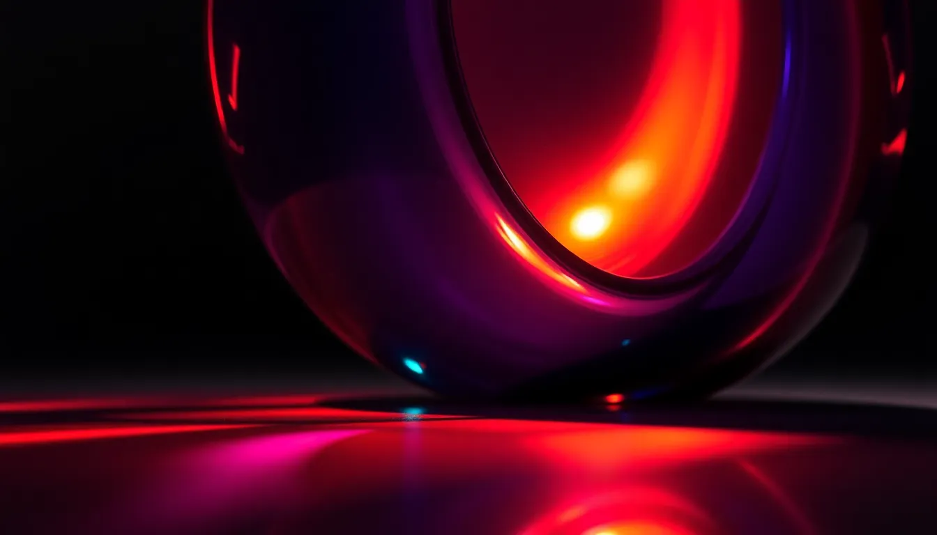 This close-up image features a stunning gradient-colored glass sculpture that captures and refracts light in a mesmerizing way. With a rich palette of jewel tones, the sculpture displays smooth transitions that highlight its intricate design. The studio lighting creates striking contrasts, enhancing the textural details of the glass. The composition centers on the interplay of light and shadow, making it ideal for design enthusiasts and luxury decor.