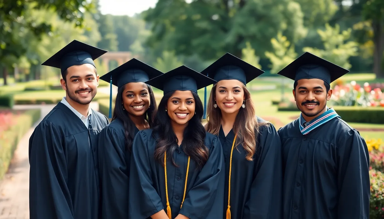 Diverse Group of Graduates Posing Outdoors