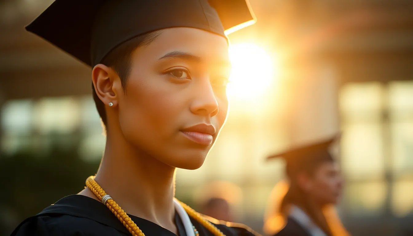 Graduate Celebrating with Cap and Gown