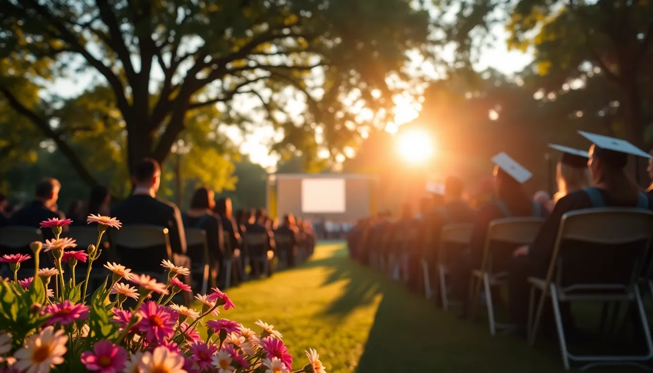 Outdoor Graduation Ceremony at Sunset