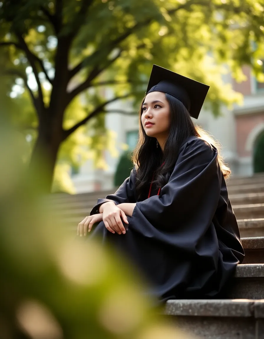 Pensive Graduate Reflecting on Their Journey