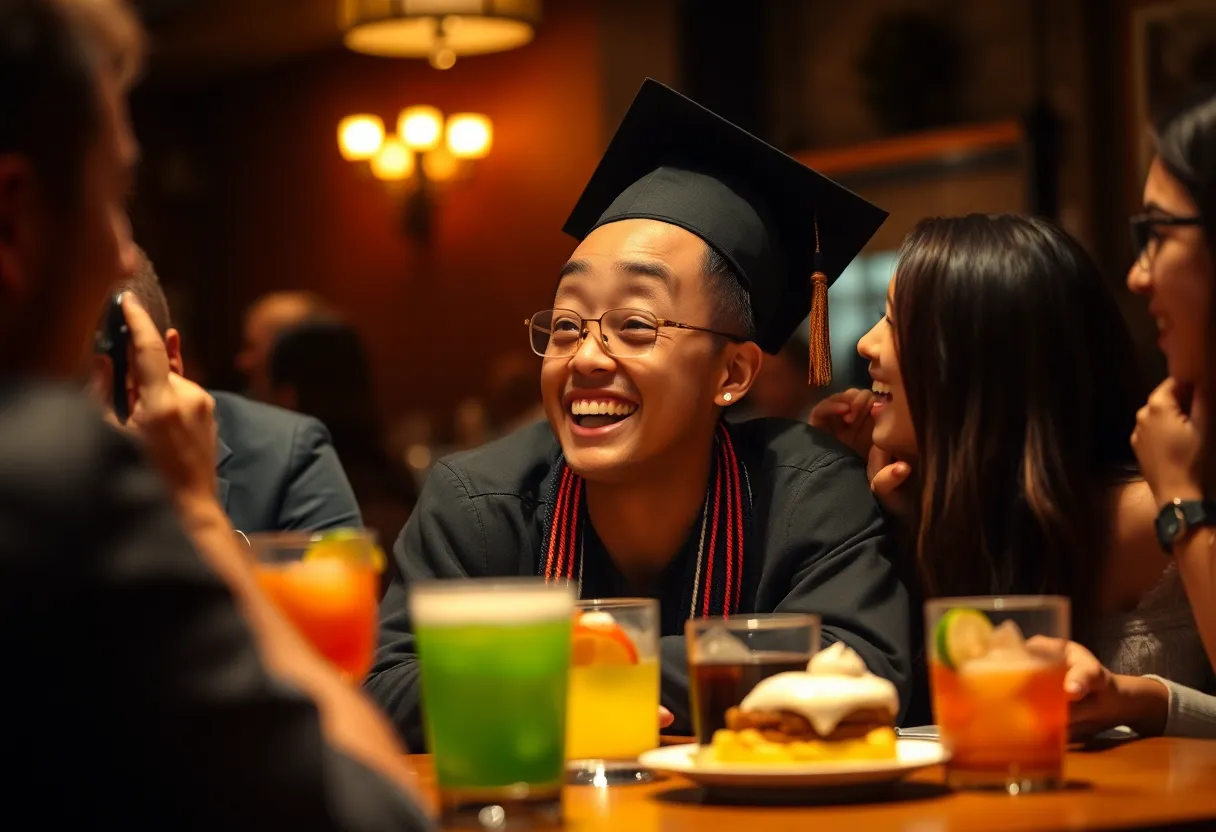 Celebratory Graduation Gathering in Cozy Café