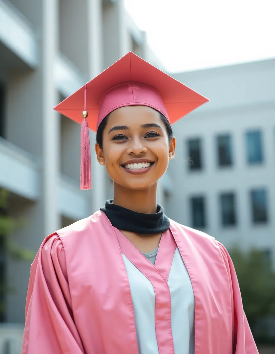 Joyful Graduate Against Modern Campus