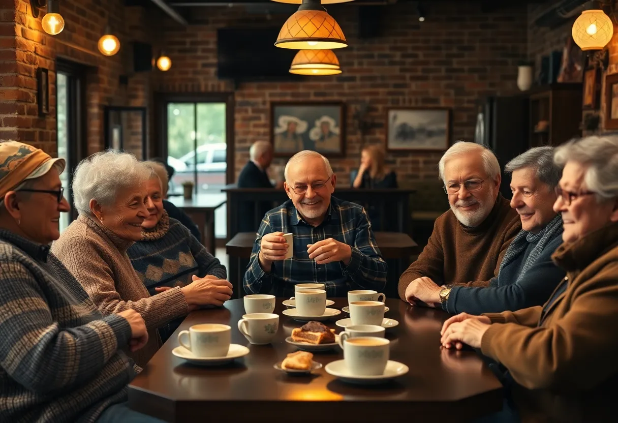 Elderly Friends Enjoying Coffee Together