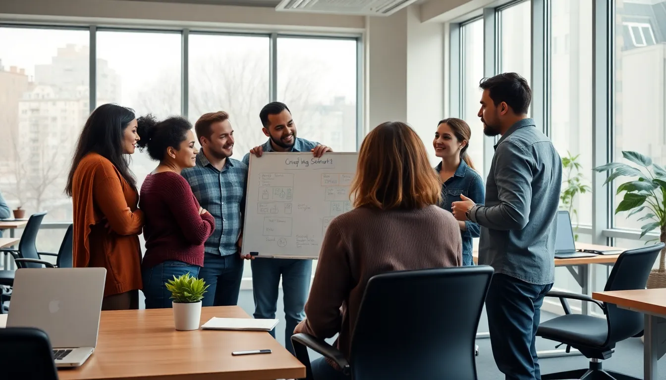 Team Brainstorming in Modern Office