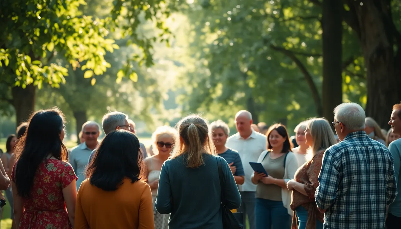 Community Gathering in a Sunlit Park