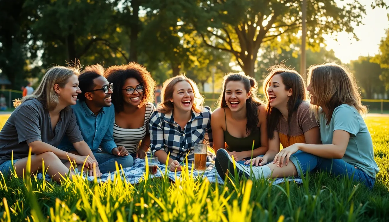 Joyful Friends Laughing at a Picnic