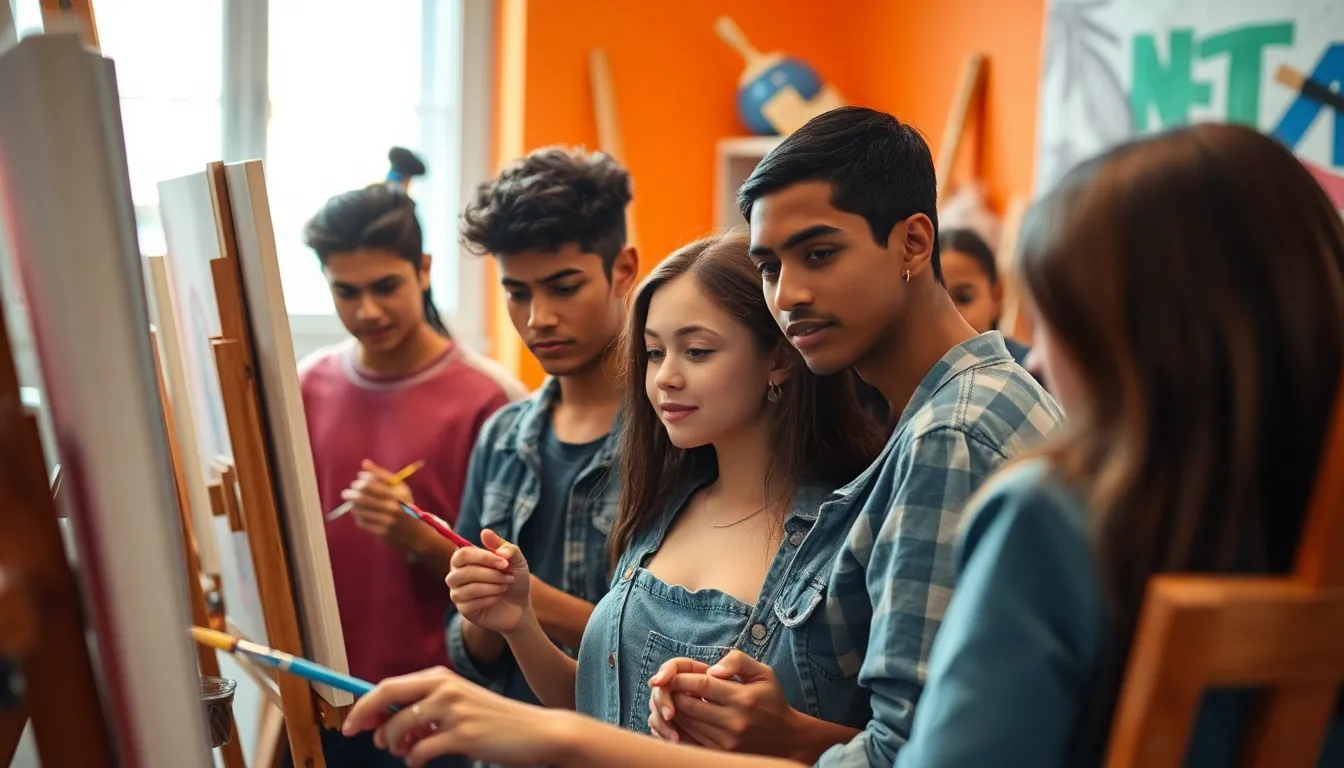 Young Artists Creating in Vibrant Studio