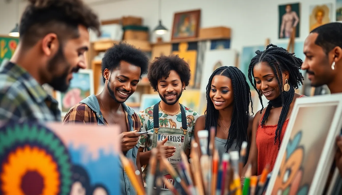 Artists Collaborating in Bright Studio