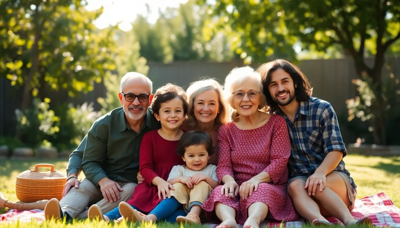 Multi-Generational Family Gathering in Backyard