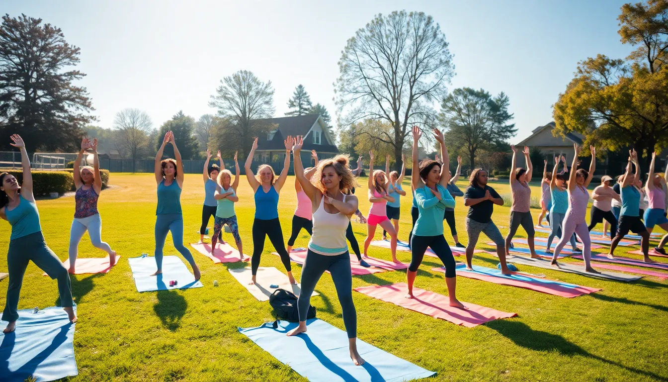 Diverse Yoga Class in Nature
