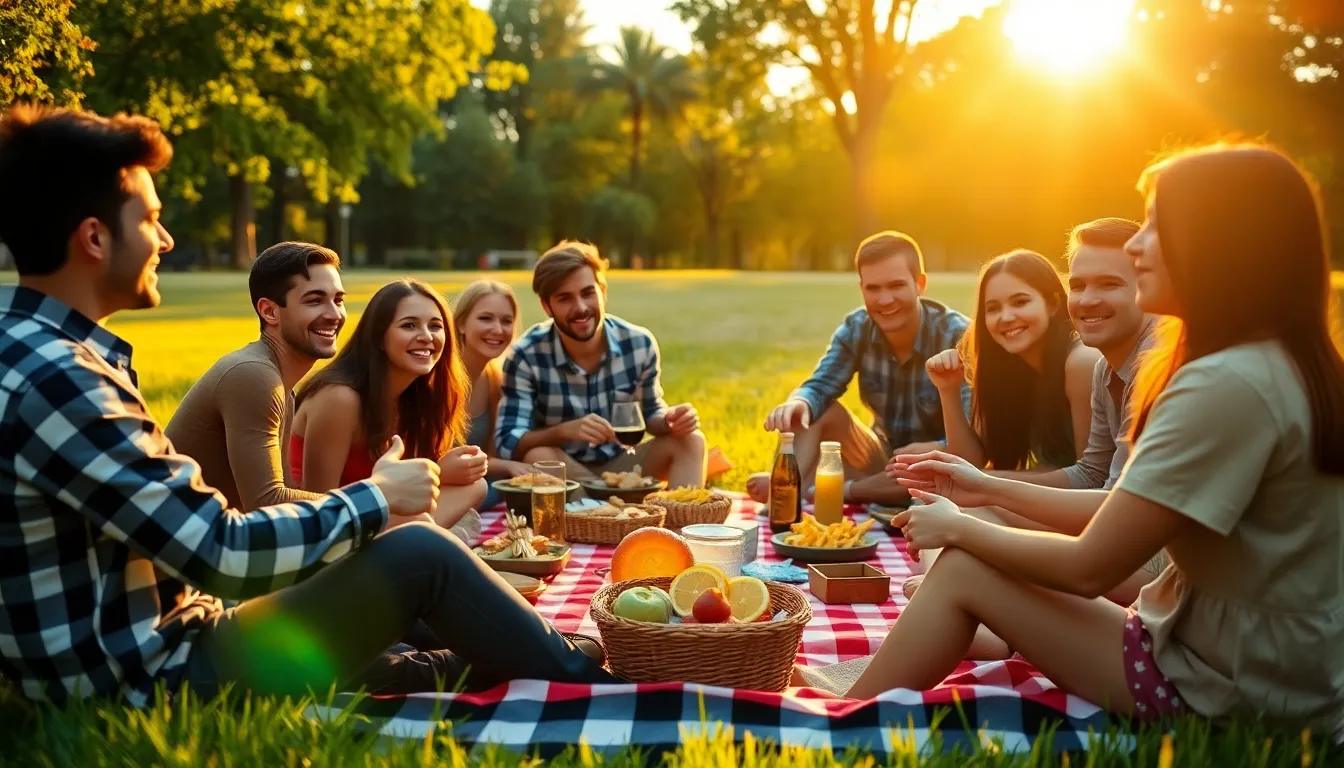 Diverse Group Picnic in a Sunlit Park