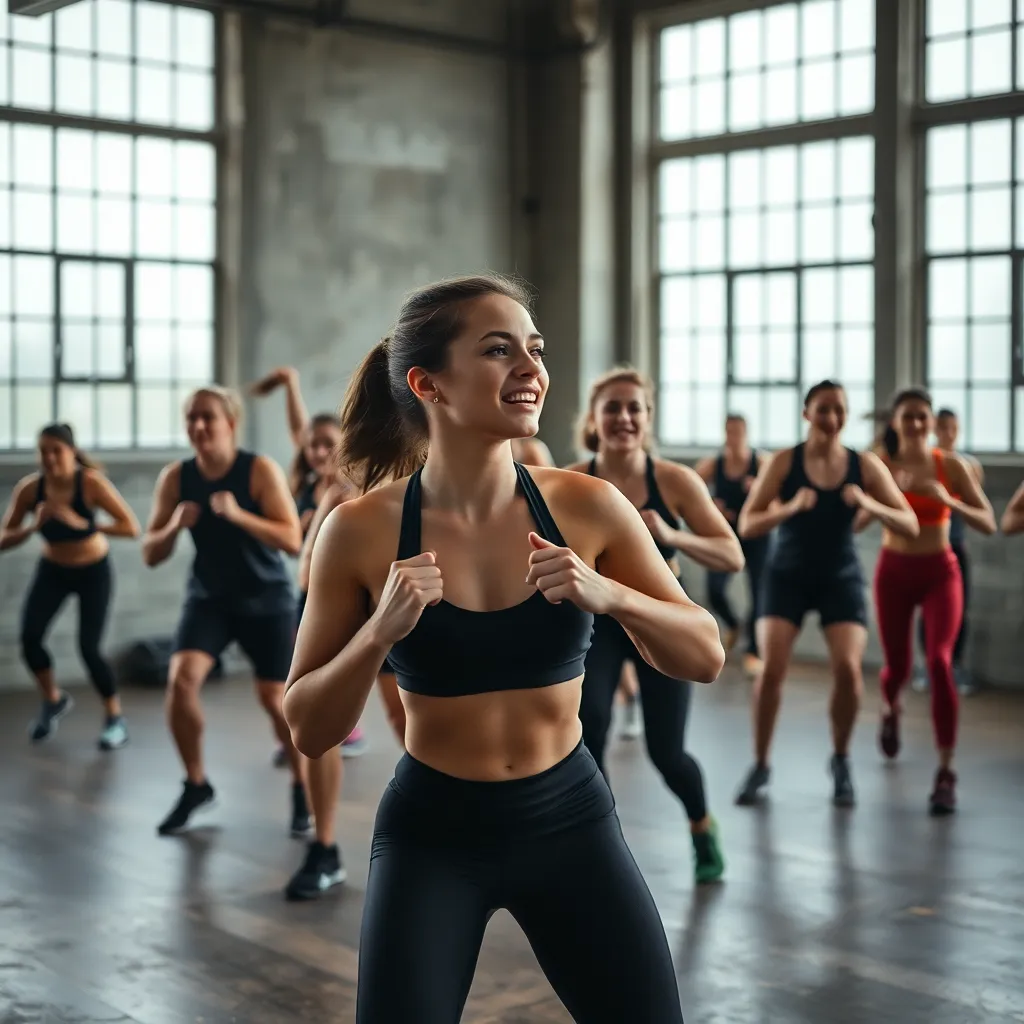 Energetic HIIT Class in Industrial Gym