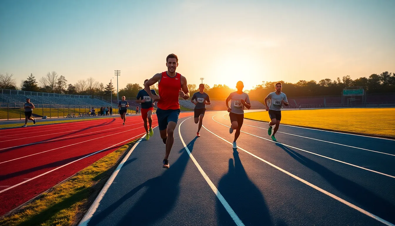 Runners Competing on Outdoor Track