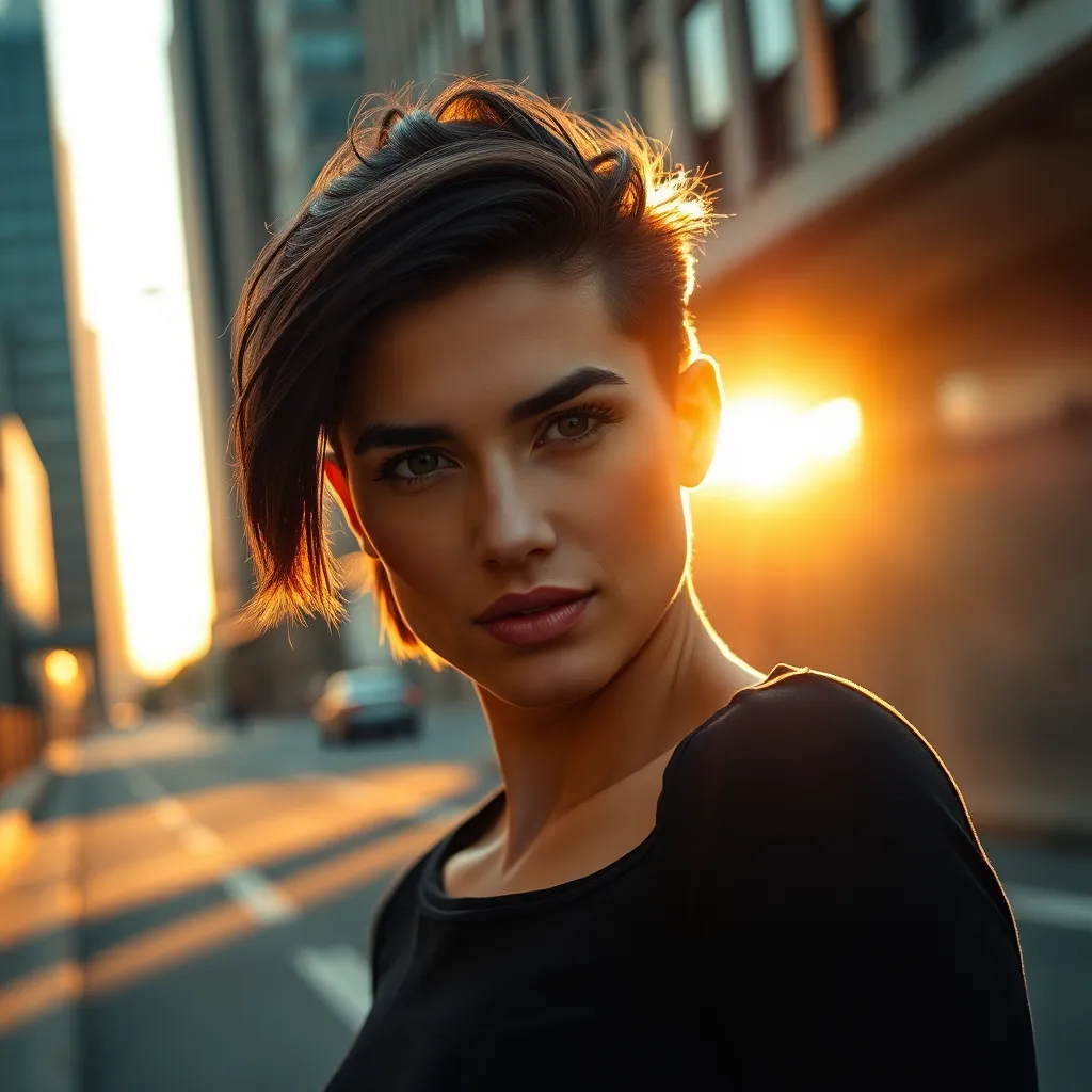 Modern Urban Hair Styling at Golden Hour