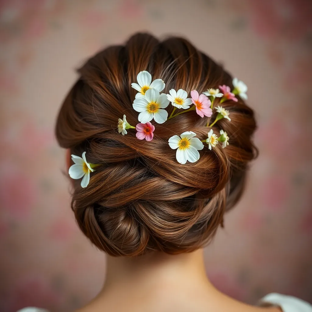 Delicate Floral Accents in Hairstyle