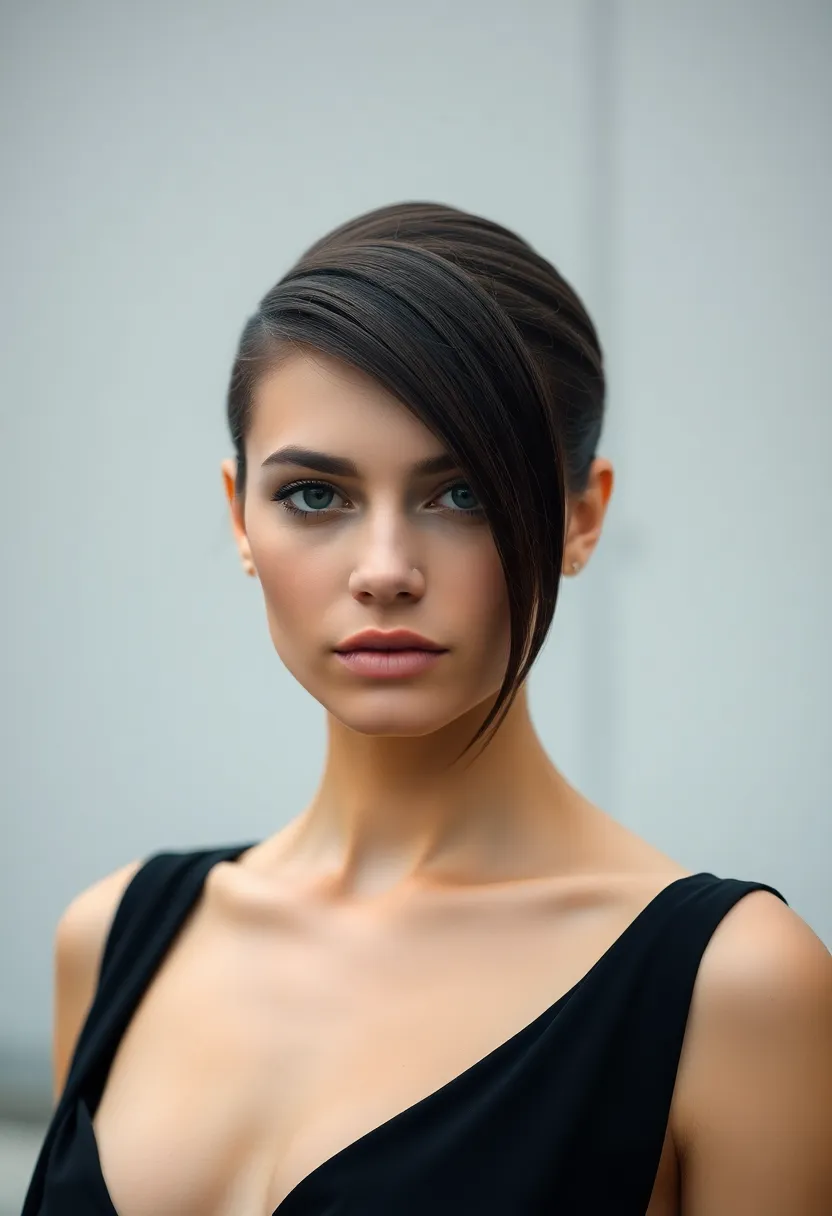 Sleek Slicked-Back Hairstyle in Soft Light