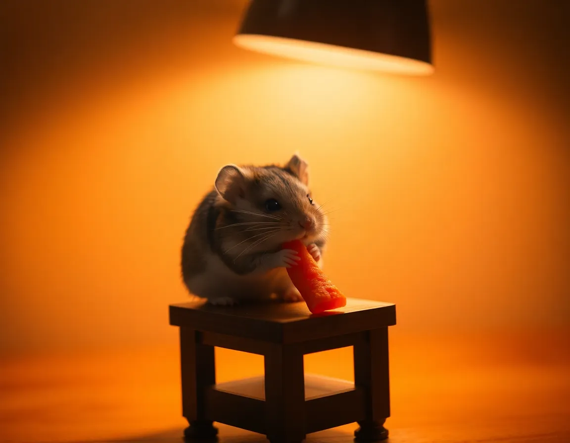 Hamster Nibbling on Carrot