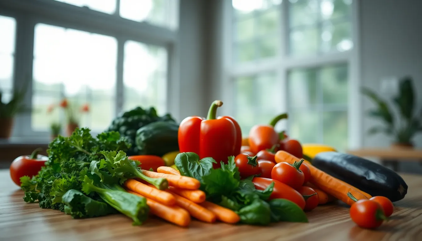 Fresh Farm Vegetables on Wooden Table