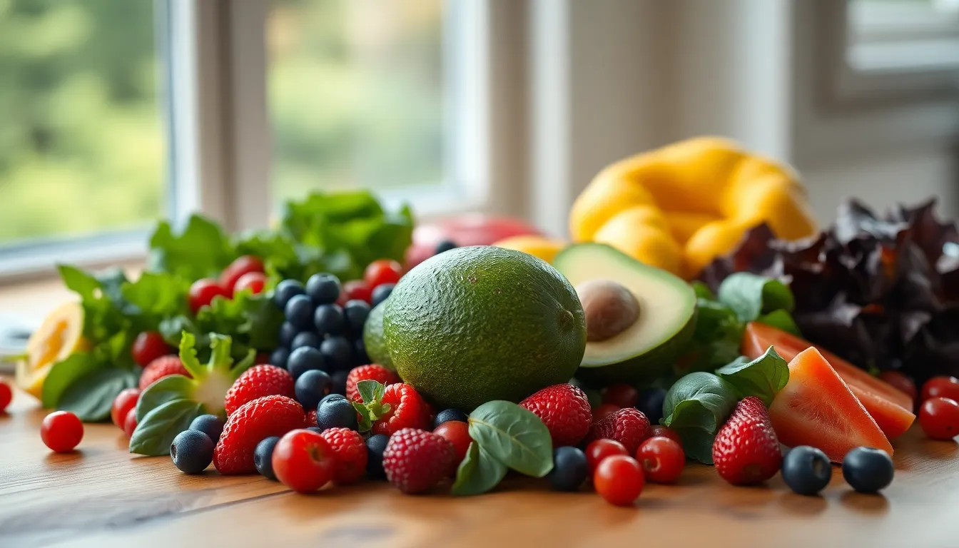 Vibrant Healthy Fruits and Vegetables Flat-lay
