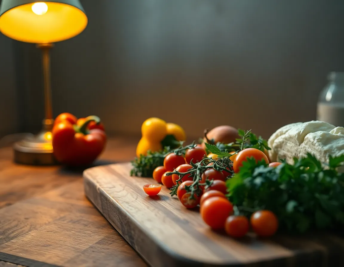 Colorful Vegetables on a Cutting Board