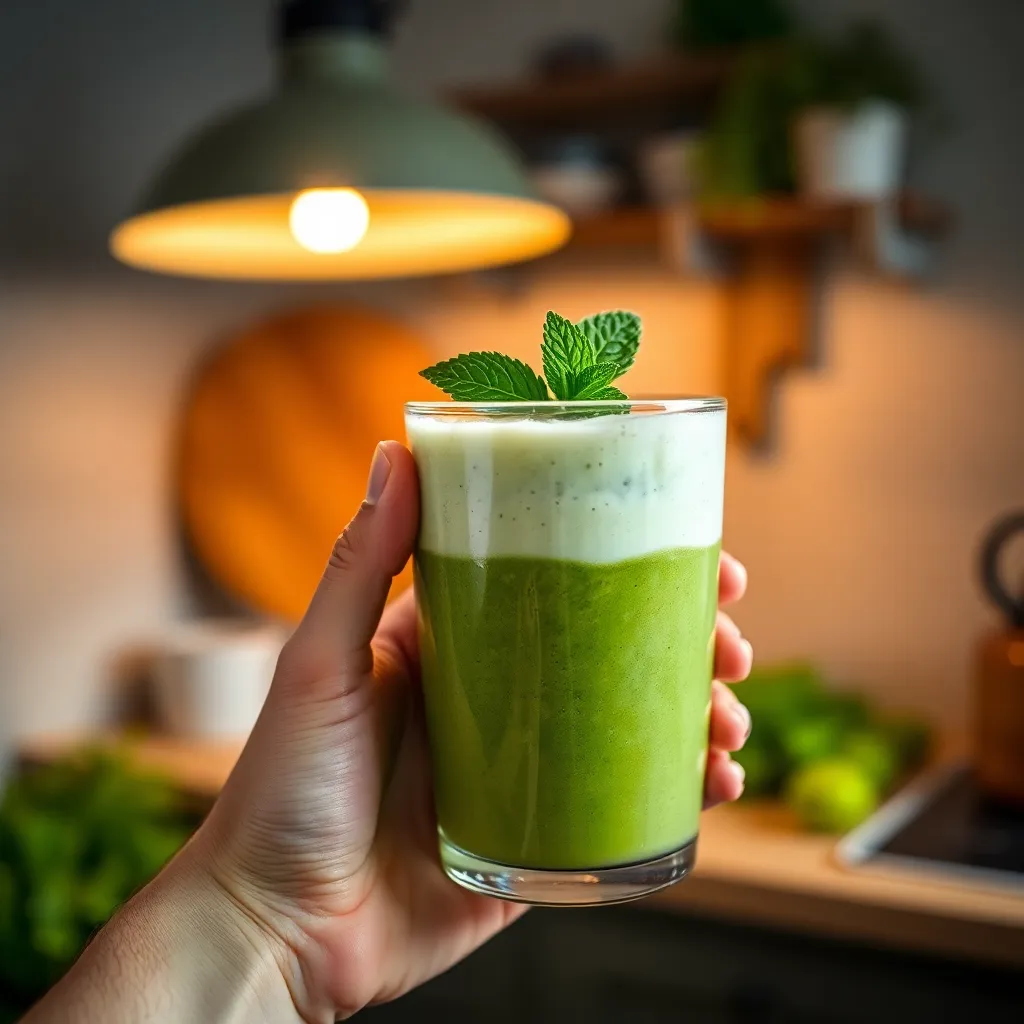 Close-Up of Healthy Green Smoothie