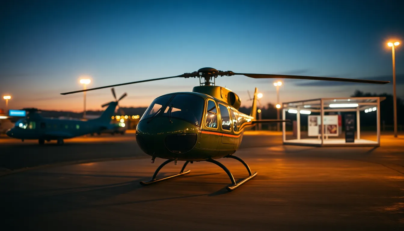 Vintage Helicopter at Twilight